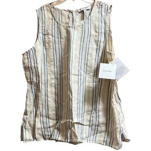 Ellen Tracy Linen Blue & White Stripe Blouse - Size XL - NWT - $70 MSRP